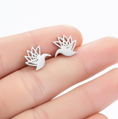 Nerezová oceľová lastovička Malé náušnice s viacerými malými vtáčikmi, dámske šperky s holubicou, plameniakmi, papagájom, vetvou, kolibríkom, žeriavom