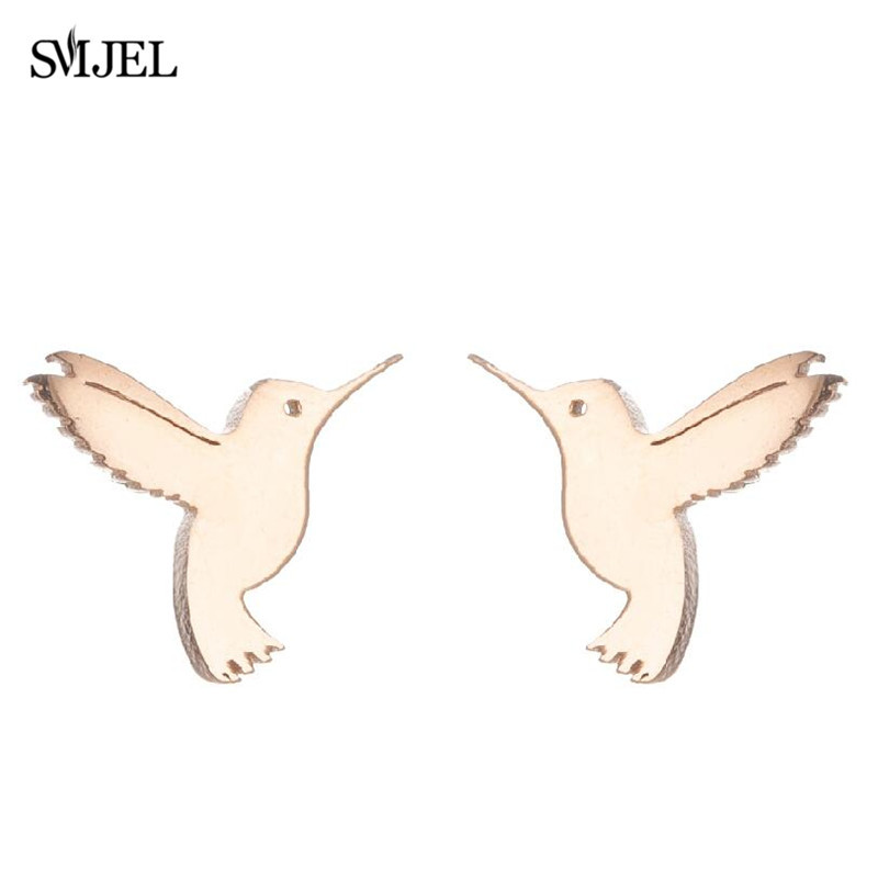 Cercei mici de rândunică din oțel inoxidabil, bijuterii cu mai multe păsări mici, femei, porumbel, flamingo, ramură, papagal, pasăre colibri, crampoane