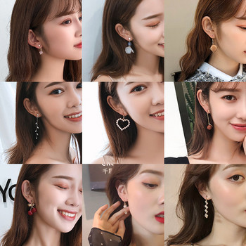 New Fashion Women Korean Geometric Pearl Geometric Long Clip σε σκουλαρίκια για Γυναικεία Fashion Party No Pierced Earrings