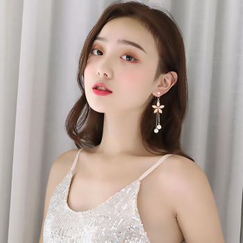 New Fashion Women Korean Geometric Pearl Geometric Long Clip σε σκουλαρίκια για Γυναικεία Fashion Party No Pierced Earrings