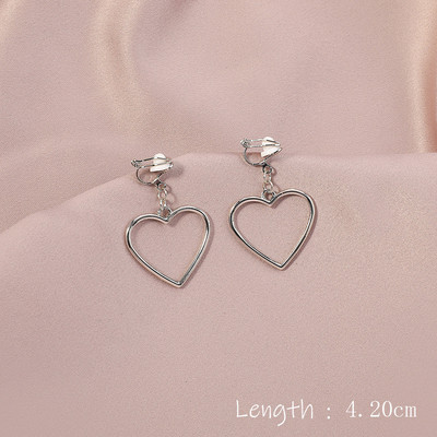 Nové módne dámske kórejské geometrické perlové dlhé náušnice s klipom pre ženy, módne párty bez piercingu