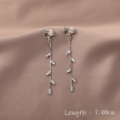 Nové módne dámske kórejské geometrické perlové dlhé náušnice s klipom pre ženy, módne párty bez piercingu