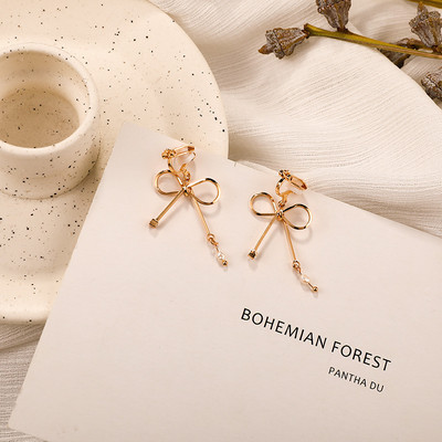 Nové módne dámske kórejské geometrické perlové dlhé náušnice s klipom pre ženy, módne párty bez piercingu