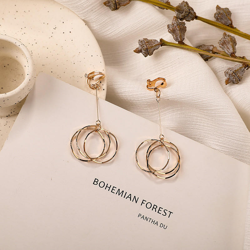 New Fashion Women Coreean Geometric Pearl Geometric Long Clip on Cercei Pentru Femei Fashion Party Fără Cercei Piercing