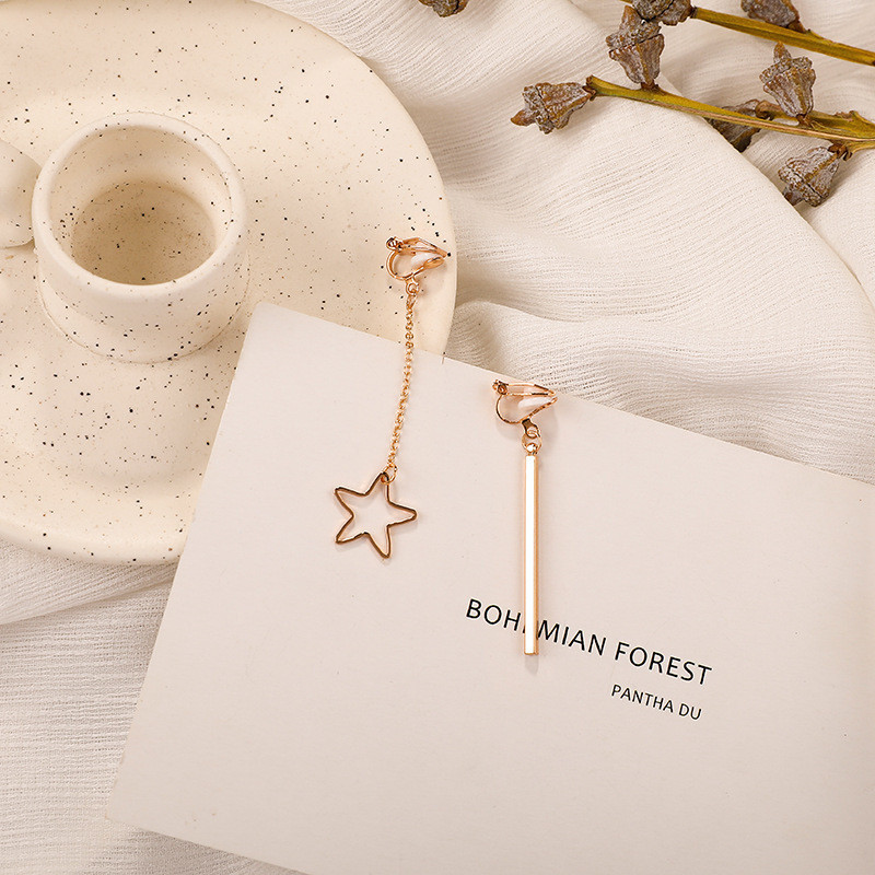 New Fashion Women Coreean Geometric Pearl Geometric Long Clip on Cercei Pentru Femei Fashion Party Fără Cercei Piercing