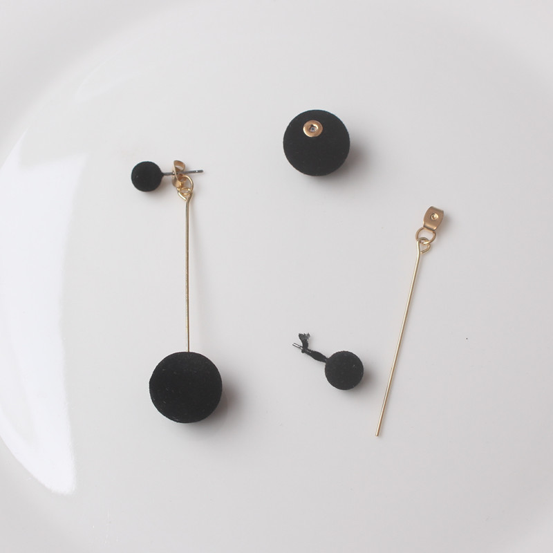 Divatos piros fekete plüss golyós fülbevaló nőknek koreai bársony kerek hosszú bojt lógó fülbevaló nyilatkozat ékszer