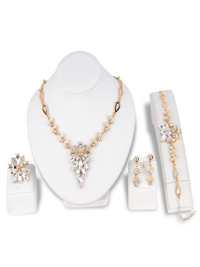 Különféle divatos eltúlzott menyasszonyi nyaklánc fülbevaló ékszer szett Aranyozott ékszer kiegészítők