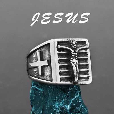 Nerūdijančio plieno Katalikų Kryžiaus Tikėjimo Amuletas Biblija Unisex žiedas Kelių stilių papuošalai Kūrybinių dovanų didmeninė prekyba