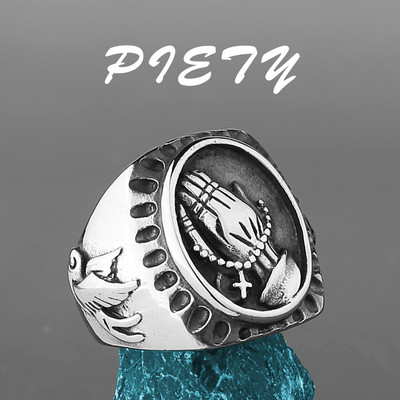 Nerūdijančio plieno Katalikų Kryžiaus Tikėjimo Amuletas Biblija Unisex žiedas Kelių stilių papuošalai Kūrybinių dovanų didmeninė prekyba