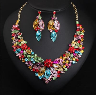 Flori exagerate bijuterii de lux set de colier retro stil nou Accesorii de bijuterii din aliaj de calitate superioară pentru femei