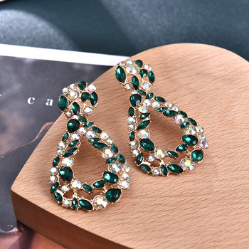 Обеци Ztech Za Нови зелени цветни кристали/кристал с дълга геометрична висулка Висящи се обеци Винтидж бижута Аксесоари за жени