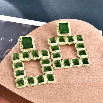 Σκουλαρίκια Ztech Za Νέο Πράσινο Χρώμα Κρυστάλλινο/στρας Μακριά γεωμετρικά κρεμαστά σκουλαρίκια Vintage κοσμήματα για γυναίκες