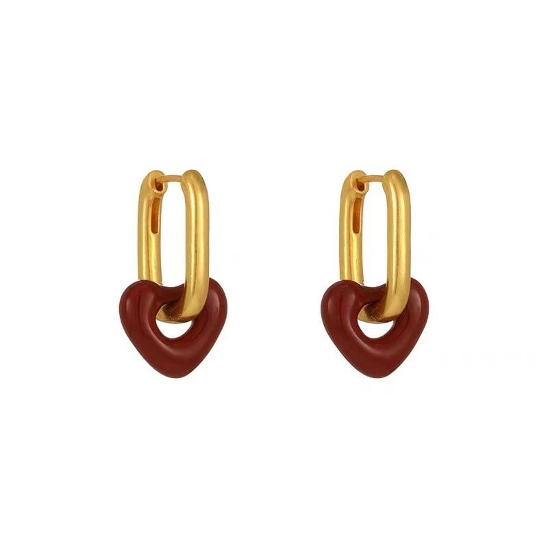 Franceză Retro Romantic Vin Roșu Cercei Pandantiv Inimă Pentru Femeie Nunta Fete Bijuterii Moda Cadou Accesorii