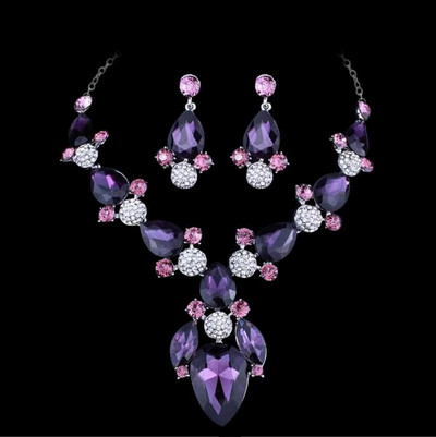 Drop medál temperamentum fülbevaló nyaklánc szett ékszerutánzat ezüstözött ékszer szett