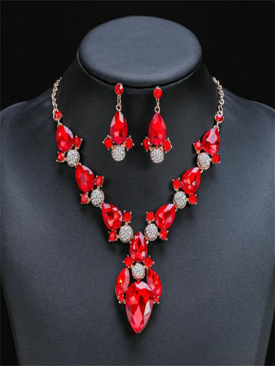 Drop medál temperamentum fülbevaló nyaklánc szett ékszerutánzat ezüstözött ékszer szett