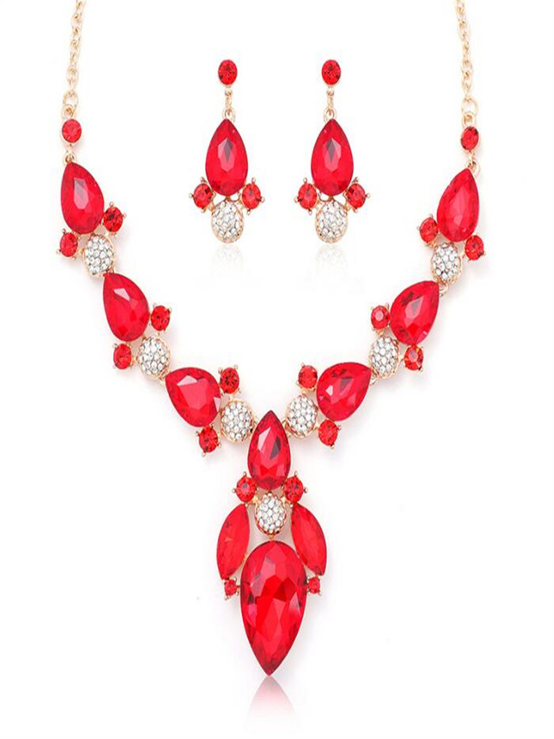 Drop medál temperamentum fülbevaló nyaklánc szett ékszerutánzat ezüstözött ékszer szett