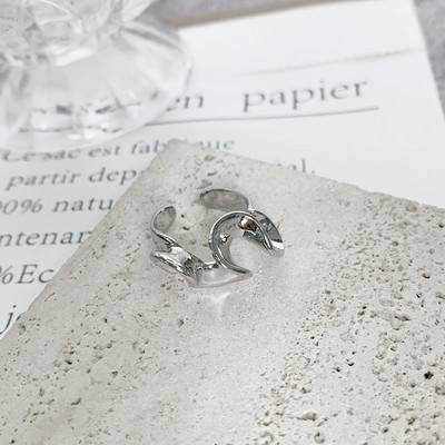 INS Módne strieborné minimalistické nepravidelné krútené prsteňové prstene kreatívne geometrické punkové otváracie prstene pre ženy a dievčatá šperky