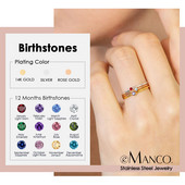 eManco 316 από ανοξείδωτο ατσάλι Birthstone δαχτυλίδι χρυσό χρώμα Απλό στυλ μόδας για γυναίκες Δώρο πάρτι για φεστιβάλ