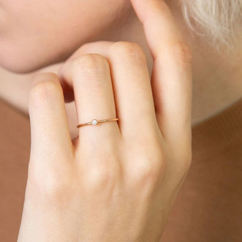 eManco 316 από ανοξείδωτο ατσάλι Birthstone δαχτυλίδι χρυσό χρώμα Απλό στυλ μόδας για γυναίκες Δώρο πάρτι για φεστιβάλ