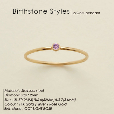 eManco 316 από ανοξείδωτο ατσάλι Birthstone δαχτυλίδι χρυσό χρώμα Απλό στυλ μόδας για γυναίκες Δώρο πάρτι για φεστιβάλ