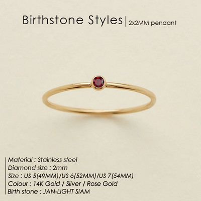 eManco 316 από ανοξείδωτο ατσάλι Birthstone δαχτυλίδι χρυσό χρώμα Απλό στυλ μόδας για γυναίκες Δώρο πάρτι για φεστιβάλ