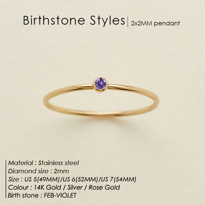 eManco 316 από ανοξείδωτο ατσάλι Birthstone δαχτυλίδι χρυσό χρώμα Απλό στυλ μόδας για γυναίκες Δώρο πάρτι για φεστιβάλ