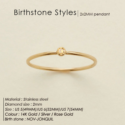 eManco 316 από ανοξείδωτο ατσάλι Birthstone δαχτυλίδι χρυσό χρώμα Απλό στυλ μόδας για γυναίκες Δώρο πάρτι για φεστιβάλ