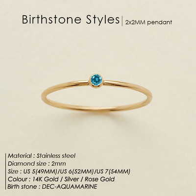 eManco 316 από ανοξείδωτο ατσάλι Birthstone δαχτυλίδι χρυσό χρώμα Απλό στυλ μόδας για γυναίκες Δώρο πάρτι για φεστιβάλ