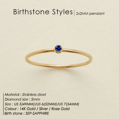 eManco 316 από ανοξείδωτο ατσάλι Birthstone δαχτυλίδι χρυσό χρώμα Απλό στυλ μόδας για γυναίκες Δώρο πάρτι για φεστιβάλ