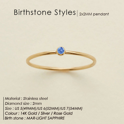 eManco 316 από ανοξείδωτο ατσάλι Birthstone δαχτυλίδι χρυσό χρώμα Απλό στυλ μόδας για γυναίκες Δώρο πάρτι για φεστιβάλ