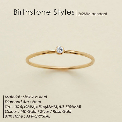 eManco 316 από ανοξείδωτο ατσάλι Birthstone δαχτυλίδι χρυσό χρώμα Απλό στυλ μόδας για γυναίκες Δώρο πάρτι για φεστιβάλ