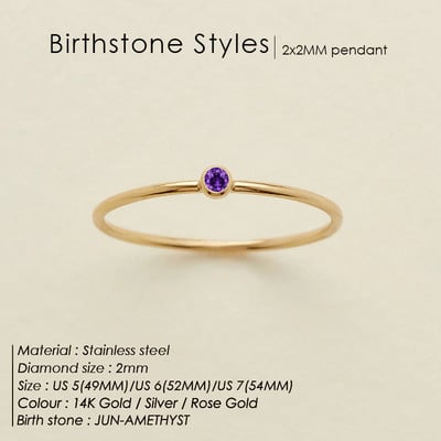 eManco 316 από ανοξείδωτο ατσάλι Birthstone δαχτυλίδι χρυσό χρώμα Απλό στυλ μόδας για γυναίκες Δώρο πάρτι για φεστιβάλ