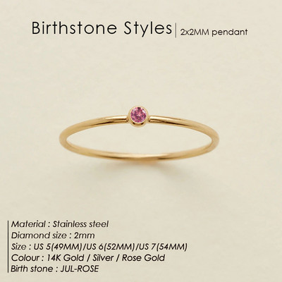 eManco 316 από ανοξείδωτο ατσάλι Birthstone δαχτυλίδι χρυσό χρώμα Απλό στυλ μόδας για γυναίκες Δώρο πάρτι για φεστιβάλ