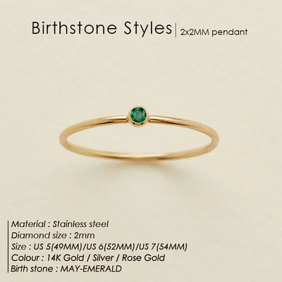 eManco 316 από ανοξείδωτο ατσάλι Birthstone δαχτυλίδι χρυσό χρώμα Απλό στυλ μόδας για γυναίκες Δώρο πάρτι για φεστιβάλ