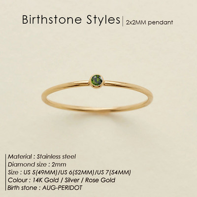eManco 316 από ανοξείδωτο ατσάλι Birthstone δαχτυλίδι χρυσό χρώμα Απλό στυλ μόδας για γυναίκες Δώρο πάρτι για φεστιβάλ