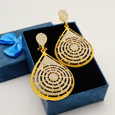 Zlaté náušnice s kameňom, párty šperky, dámske svadobné šperky, sady, kameň, prívesok, náušnice, visiace náušnice