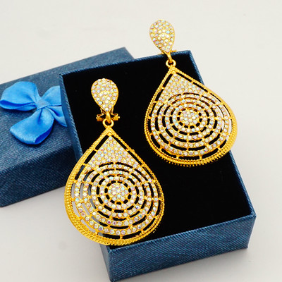 Zlaté náušnice s kameňom, párty šperky, dámske svadobné šperky, sady, kameň, prívesok, náušnice, visiace náušnice