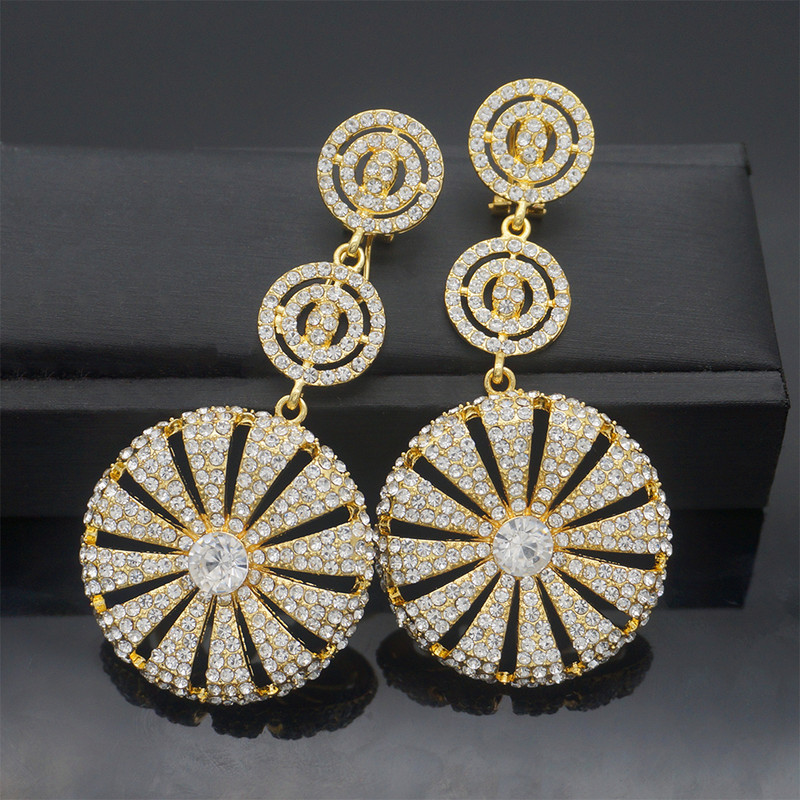 Set de bijuterii pentru petrecere cu cercei de culoare aurie pentru femei Seturi de bijuterii de mireasă Cercei cu pandantiv de piatră Cercei cu picătură