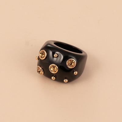 6 stílusos, divatos indiai ékszerkészlet nőknek. Aranyos akril, nagy gyűrűvel és karkötővel, gyanta bűbájjal, kristály karperecekkel lányoknak