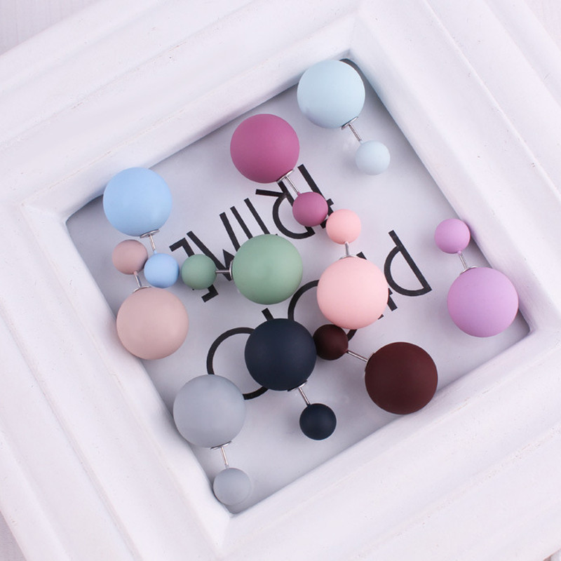 Forrón eladó kétoldalas nagy gyöngy fülbevaló 10 cukorka színű gumi nagy golyós fülbevaló női parti gyöngy fülbevaló ékszer ajándék