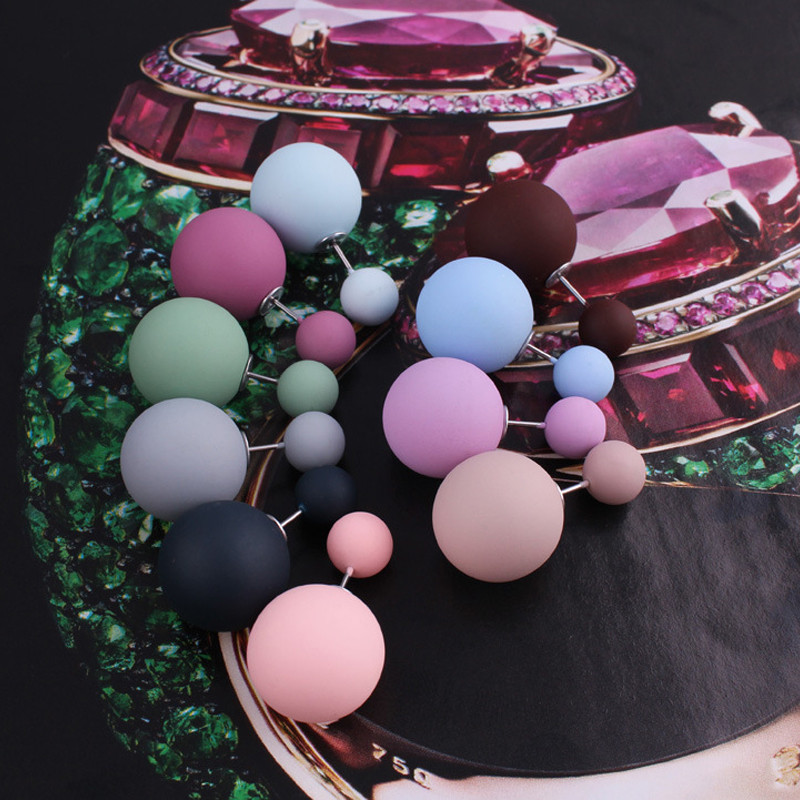 Forrón eladó kétoldalas nagy gyöngy fülbevaló 10 cukorka színű gumi nagy golyós fülbevaló női parti gyöngy fülbevaló ékszer ajándék