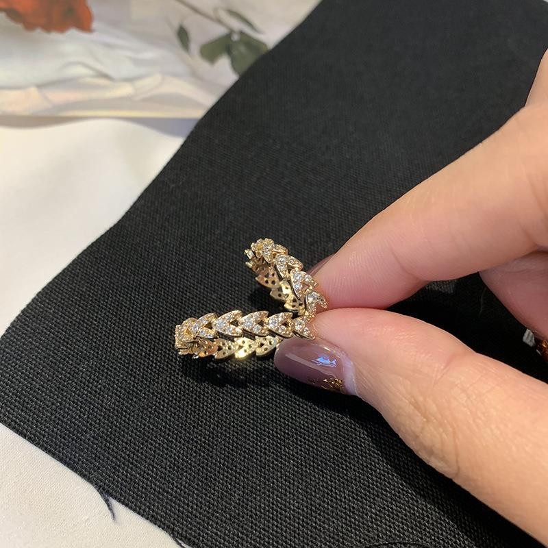 Cercei cu clemă de culoare argintie, frunze de cristal de lux, de culoare aurie, cu clemă pentru ureche, manșetă pentru ureche, bijuterii de modă pentru femeie din Coreea.