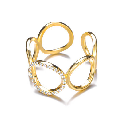 Inele 2022 pentru femei, geometric, rotund, zircon, inel deschis, cuplu punk, vintage, culoare auriu, bijuterii de nunta din oțel inoxidabil, cadou