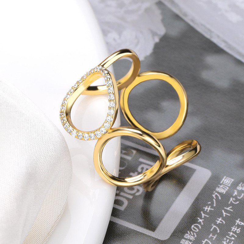 Inele 2022 pentru femei, geometric, rotund, zircon, inel deschis, cuplu punk, vintage, culoare auriu, bijuterii de nunta din oțel inoxidabil, cadou