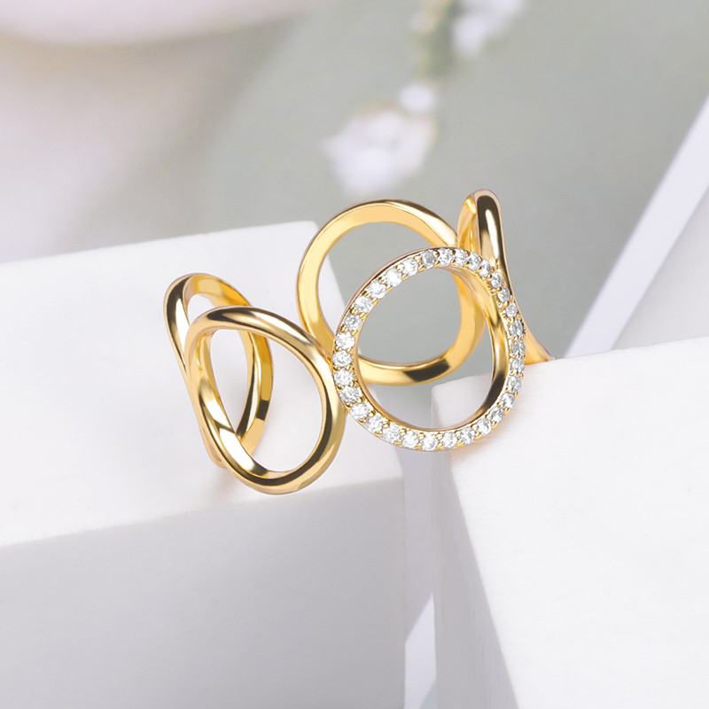 Inele 2022 pentru femei, geometric, rotund, zircon, inel deschis, cuplu punk, vintage, culoare auriu, bijuterii de nunta din oțel inoxidabil, cadou