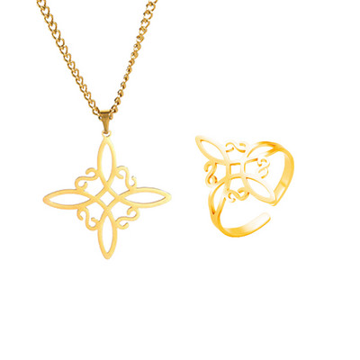 Boszorkánycsomó Ékszerkészletek Női Nyaklánc Boszorkányság védelem Amulett karkötő Fülbevaló Gyűrűk Kiegészítő szett Valentin-napi ajándék