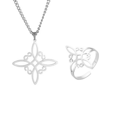 Boszorkánycsomó Ékszerkészletek Női Nyaklánc Boszorkányság védelem Amulett karkötő Fülbevaló Gyűrűk Kiegészítő szett Valentin-napi ajándék