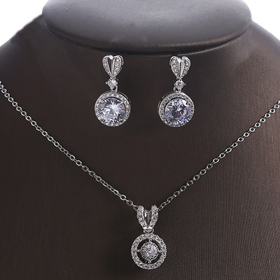 Seturi de colier de cercei de cristal cu zirconiu pătrat de culoare albă de lux pentru femei, la modă, set de bijuterii de nuntă de mireasă