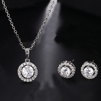 Seturi de colier de cercei de cristal cu zirconiu pătrat de culoare albă de lux pentru femei, la modă, set de bijuterii de nuntă de mireasă