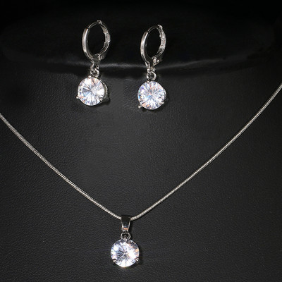 Seturi de colier de cercei de cristal cu zirconiu pătrat de culoare albă de lux pentru femei, la modă, set de bijuterii de nuntă de mireasă